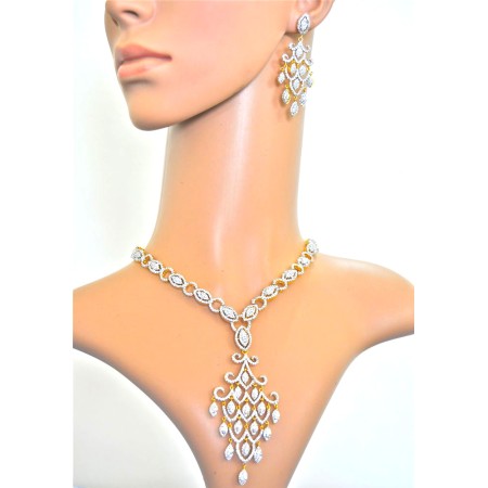 American Diamond Chandelier Necklace Set