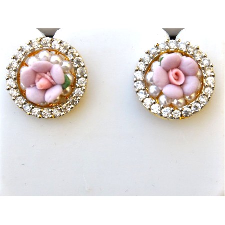 Pink Floral Studs