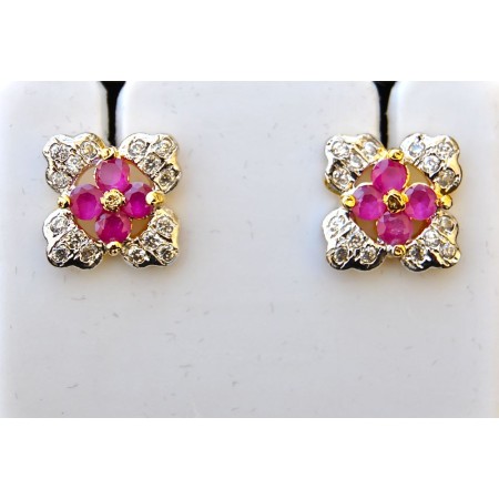 Ruby Flowers Studs Earrings